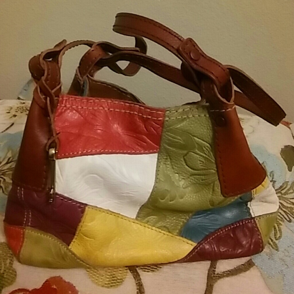 Fossil multi patch satchel